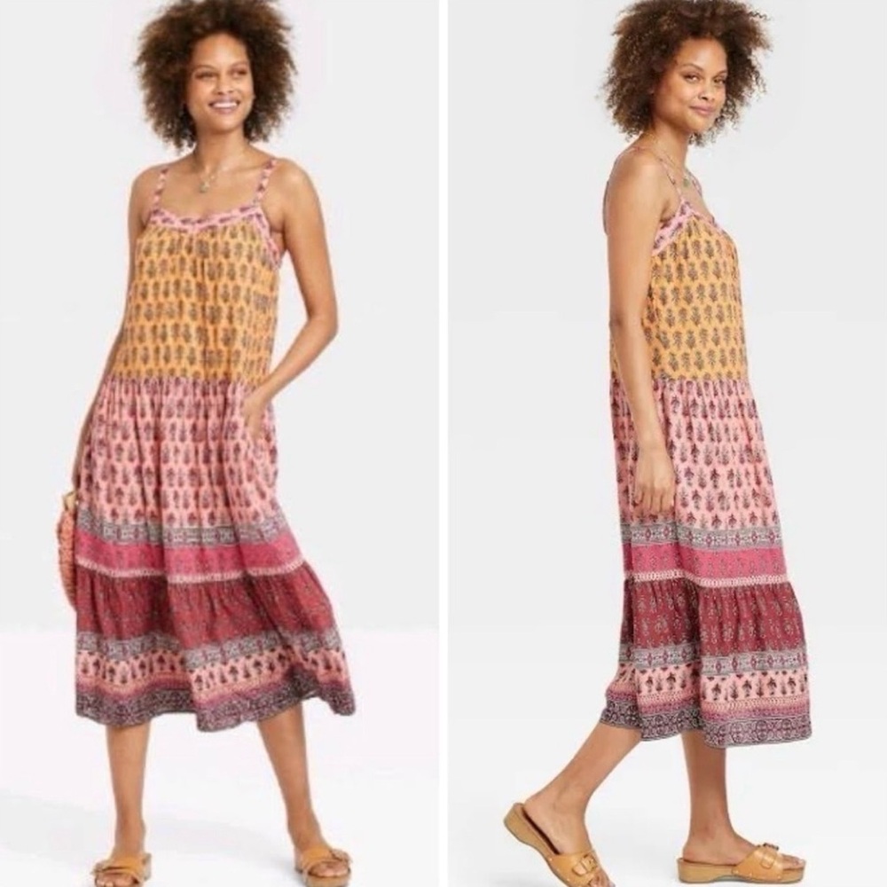 Knox Rose Boho Floral Patchwork Maxi Sundress Women’s XXL Adjustable Straps